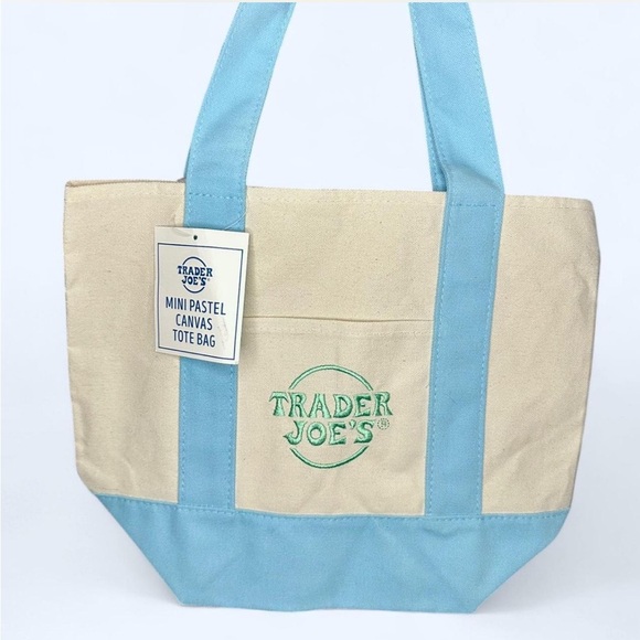 NWT Blue Viral Trader Joe's Mini Tote Bag - Picture 1 of 2
